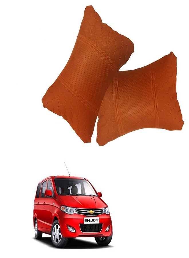 AdroitZ Orange Leathertte Material Neck Rest Cushion in Football Design for Car_1207 - Image 1